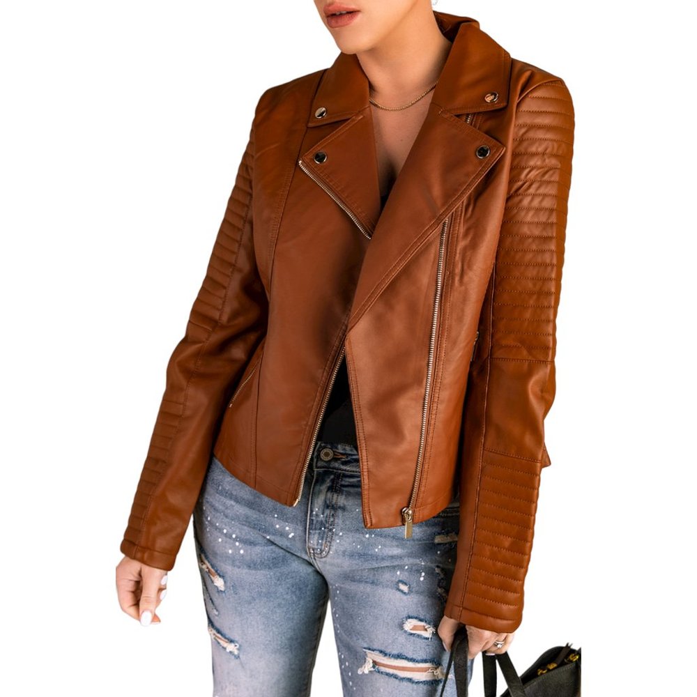 Ribbed Faux Leather Jacket